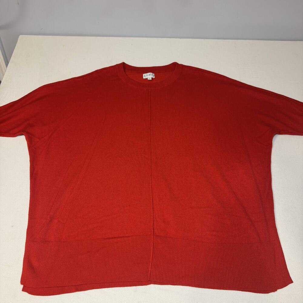 Wonderly Red Women's pullover sweater with Dolman sleeves Size SL - Picture 6 of 7